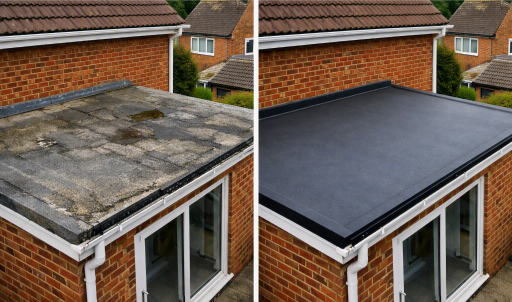 Shire Roofing Cheltenham Newly Installed Epdm Rubber Roof Before And After Medium